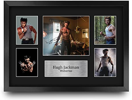 HWC Trading FR A3 Hugh Jackman X-Men Wolverine Geschenke Geducktes Signiertes Autogramm Fotodisplay für Fans von Film Memorabilien - A3 Framed