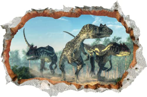 WandSticker4U®- Wandtattoo DINOSAURIER 3D XXL grün (90x60 cm) I Dino Wandsticker Dschungel Tiere Trex im Jurassic Park I Wandtattoo Dino Kinderzimmer Deko Junge Mädchen Babyzimmer GROß