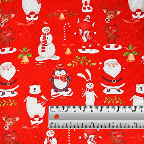 FT Christmas Cotton Fabric 44 Wide - Xmas Prints (Merry Xmas, 1m) | Fabric for Sewing, Quilting, Dressmaking, Crafts, Home Décor & DIY Projects