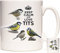 Blue Bird Garden Bird Mug, Keep Calm and Love. Lovely Ceramic Gift Mug Featuring British Garden Birds. Blue Titmouse, Coal Titmouse, Long Tailed Titmouse