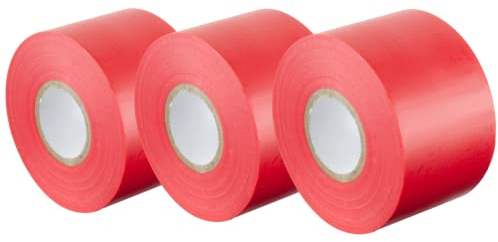 GOCABLETIES - Isolierband Rot - 50 mm x 33 m - strapazierfähiges, selbstklebendes Isolierband - zum Schutz, Bündeln und Reparieren von Kabeln - 3 Rollen