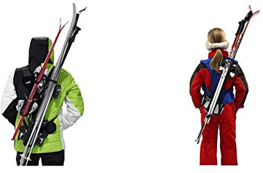 Wantalis Mixte Skibkdouble Housse Ski, Noir Adulte Double, Adulte EU & Skiback Kid - Un Produit révolutionnaire pour Porter Vos Skis en libérant Vos Mains - Bretelles adaptables et réglables