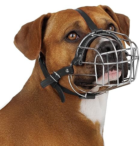 BRONZEDOG Hundemaulkorb Drahtkorb Metallmaske für mittelgroße bis große Hunde (Größe 4: Pitbull & Amstaff)