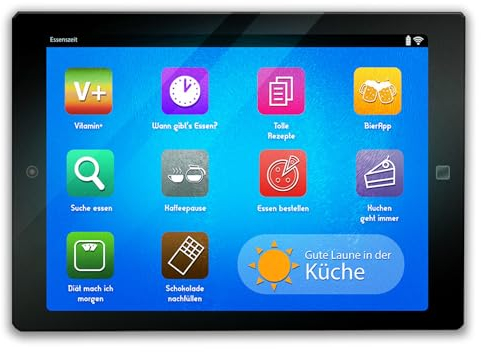 Tablet Schneidebrett mit verschiedenen Apps ein außergewöhnliches Küchenbrett für Technikbegeisterte kreatives Apps Motiv Männer Internet