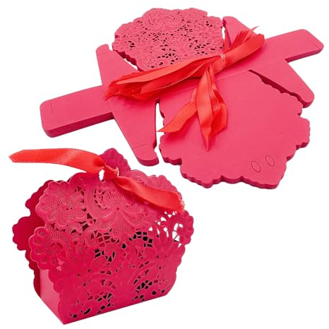 ONEBO 25 Stück Süßigkeit Kästen,Weihnachten Geschenkboxen,Confetti Geschenkbox,Gastgeschenke Hochzeit Süßigkeiten Kasten,für Hochzeit Geburtstag Weihnachten(Rot)