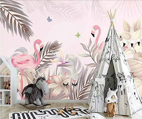 Fototapete Handgemalte Tropische Palme Pflanze Flamingo Innenhintergrund Wandbild 3D Tapete 3D Tapete Effekt Tv Sofa Die Fototapete Wandbild Wohnzimmer Schlafzimmer-400cm×280cm