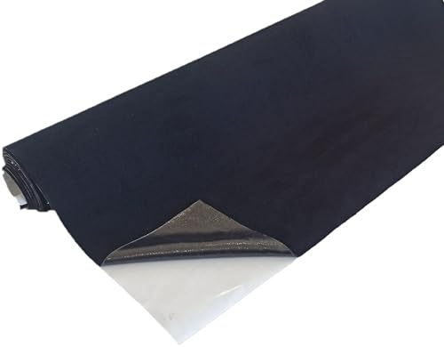 TAPHICEROS Mikrofaserstoff Selbstklebend, Premium Schwarz, 100cm x 140cm, Wildleder Optik Kunstleder Wildlederimitat Velourleder Stretch Dehnbar Folie Autofolie Stoff für DIY Auto Box Möbelfolie