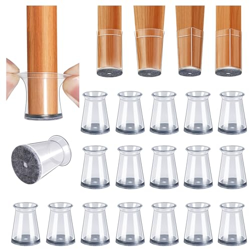 32 Pezzi Rotondi Gommini per Sedie silicone, Tappini per Gambe Sedia, Copri Piedini Sedie in Trasparente per Pavimenti in Legno, chair leg floor protectors(Fit: 13-22.9 mm)