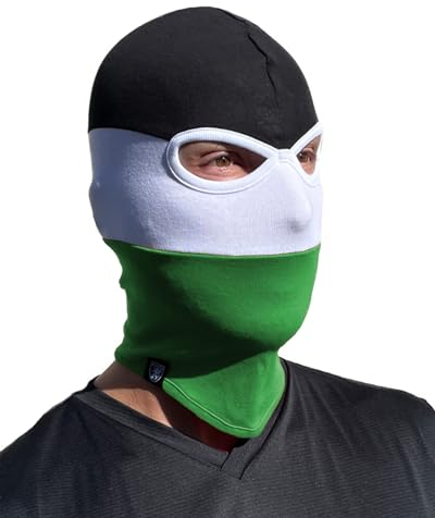 PGwear Sturmhaube in schwarz weiß grün gestreift I Maske Balaclava Beanie Einheitsgröße I Ultras Hooligans Ski Motorrad