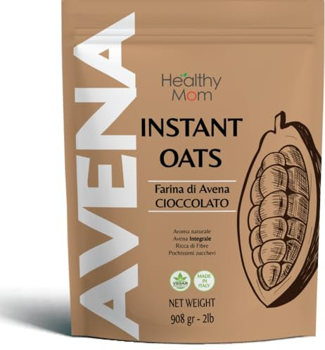 Healthy Mom Farina di Avena Aromatizzata - Avena Istantanea Made in Italy - Farina e Aromi Naturali italiani - Ideale per Colazione e Ricette Dolci - Prodotto di Qualità - Gusto Cioccolato
