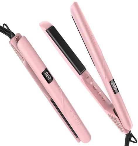 Plancha de Pelo Alisa y Riza 2 en 1 Cerámica Revestimiento Tecnología iónica 12 Temperaturas 120-230°C para todo tipo de cabello Pantalla digital