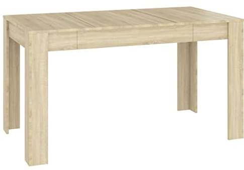 Pxznbe Mesa de comedor de cocina de roble Sonoma, 140 x 74,5 x 76 cm, de aglomerado, estilo minimalista, mesa de salón, restaurante, zona de comedor para colocar alimentos, bebidas y otros objetos