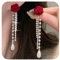 Aneneiceera Vintage Blume Kristall Perlen Ohrringe - Lang Gold Kronleuchter, Perle Tennis Kette, Rot Samt Rose Ohrstecker Schmuck Für Frauen Und Mädchen