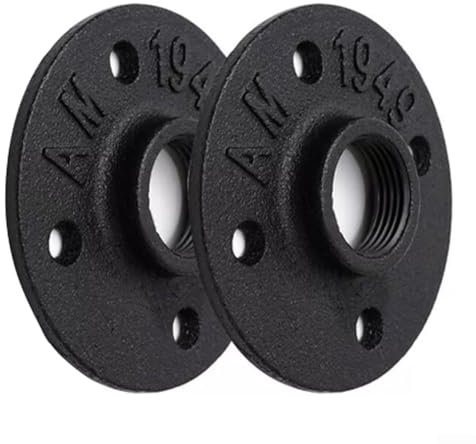 Flangia da pavimento verniciata nera da 3/4, confezione da 2, 4 fori, flangia per tubi in ferro con foro filettato per progetti fai da te/mobili/decorazione scaffalature