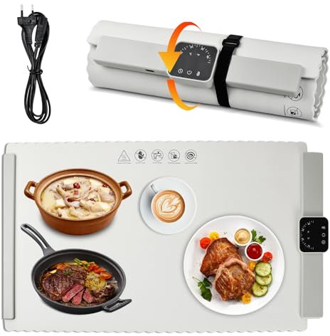 Litinliv Chauffe Plat Electrique, Plaque Chauffante Electrique, Chauffe Assiette Électrique, Plaque Chauffante en Silicone, Plateau Chauffant Électrique, Plaque Chauffante avec Température Réglable