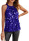 GRACE KARIN Damen Pailletten Oberteil Neckholder Bluse Elegant Rundhals Bluse Party Festlich Club Tops Ärmellose Blau L