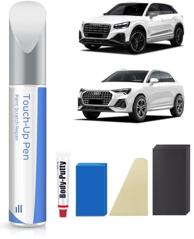 PARTS4EV LS9R/2Y Gletscher Weiß Metallic Ausbesserungsfarbe Kit – Exakte Übereinstimmung für Audi – Ausbesserung von Kratzern und Abplatzungen