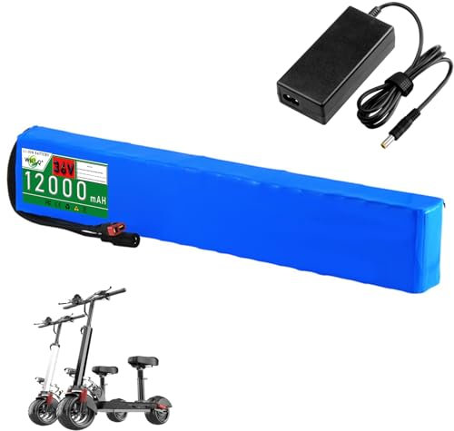 WILLQ 36V 12Ah E-Bike-Akku 10S4P 12000mAh E-Bike-Akku 36 Volt Lithium-Ionen-Akkupack mit Ladegerät und BMS für 450W Elektro-Fahrrad-Scooter-Motor,T,36V12Ah