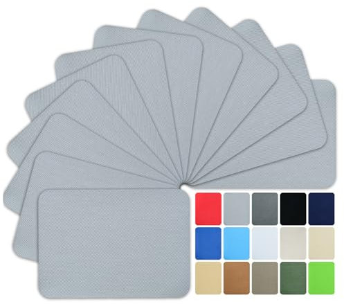 WILDREEDS Premium Quality Fabric Iron on Repair Patches 100% Cotton Iron on Patches for Clothing Inside & Outside Strongest Glue 3 by 4-1/4 (7.5 cm x 10.5 cm)-Grey