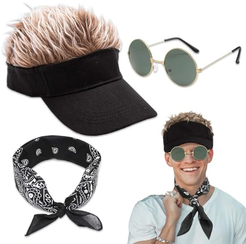 WYRGQIQN Cappello Uomo con Visiera e Capelli,Il Divertente e Creativo Capello Uomo Perfetto per Tutte Le Occasioni, Cappellino con Ventilatore, Presente Eccezionale per Padre, Berretto con Visiera
