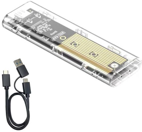 Qerwsdty M.2 NVMe SSD Case USB 3.2 Gen 2 10 Gbps esterna trasparente per PC Laptop