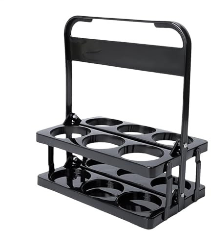 6 Milk Bottle Crate Holder, Foldable Drink Carrier for Doorstep Milk Organisation or Table Wine and Beer Bottle Rack, Wine Bottle Holder with Wooden Handle for Garden BBQ, Camping, Family Gathering