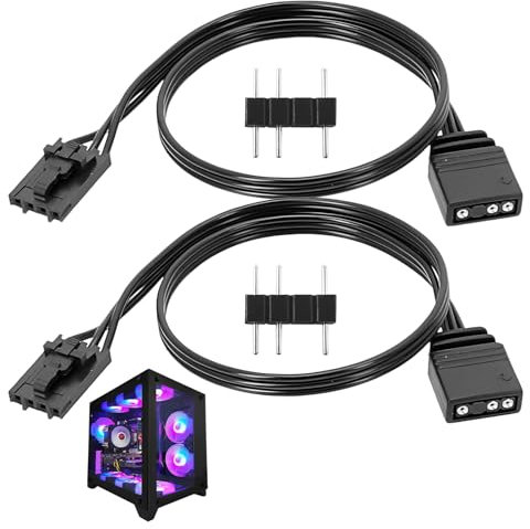 Watlikeup 25cm 5V 3 Pin ARGB Conversion Cable,2PCS 4 Pin RGB to 3 Pin ARGB Adapter Connector,ARG Female Conversion Cable for Corsair Controller Adapter QL LL120 ICUE Shenguang Sync Pirate Ship