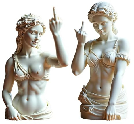 Unapologetic Venus: Mittelfinger-Statue, rebellische, kühne, moderne Kunstdekoration für Zuhause und Büro, einzigartige dekorative Harz-Kunststatue, Geschenk für moderne Rebellen, römische Mythologie