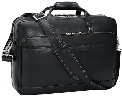TIDING Leder Aktentasche Herren 15,6 Zoll / 17 Zoll Arbeitstasche Business Tasche Groß Laptoptasche für Männer, Schwarz
