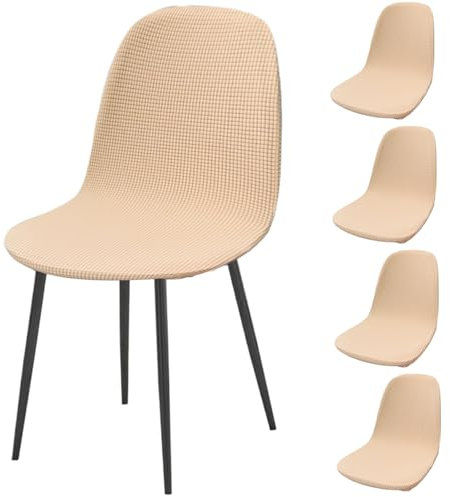 Eyccier Couverture de Chaise de coquilles 4 pcs Moyenne Minimaliste Stretch Tissu Fabric Couvre-Fauteuil pour Les sièges à Manger Accurements à Haute densité résistants la Machine résistante, Blanc.