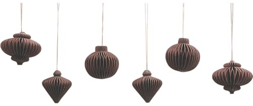 Hochwertige Papierkugeln, Baumanhänger, Honeycombs Weihnachten, Papieranhängersortiment Weihnachten, Lampion 2X, Diamant 2X, Kugel 2X in Einer Geschenkbox, 6 Stück, Größe: L/B/H 4 cm x 4 cm x 4 cm.