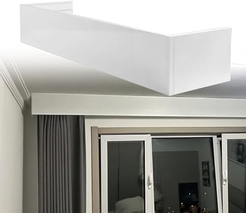 Gardinenstange Aluminium-Vorhangpaneel Ohne Schienen, Dekorativer Volant, Deckenvorhangkassette mit Lamellen 200 260 280 300 500 700 cm, Länge Nach Maß(460cm(15.1ft))