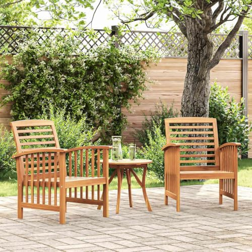 PHGTYUK 2 Gartenstühle aus Massivholz Akazie mit Ölfinish, Stabile und Langlebige Holzstühle für Terrasse Garten und Veranda, Handgefertigte Akazie Gartenmöbel mit Einzigartiger
