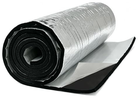 Flame Retardant Self-Adhesive Foam Insulation Roll (5mm Thick, 10m x 40cm), Thermal Aluminum Bubble Heat Shield for Floor, Roof, Wall, RV & Garage Door - Low Thermal Conductivity ≤0.033