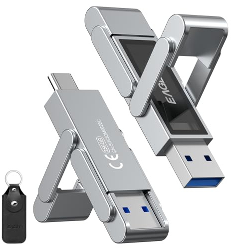 256GB USB C Stick Up to 400MB/s, Fast Dual USB Thumb Flash Drive Type-c + A USB 3.2 Solid State Drive, Metal Design, External SSD USB Memory Stick for iPhone 15/16/17 Android Phone Laptop Tablet Mac