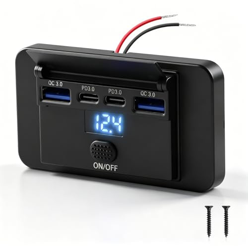 Thlevel Toma USB Cargador de Coche USB Doble Coche | 84W Carga Rápida para 12V 24V Barcos Motocicleta Marina Camión