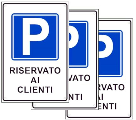 Cartello Segnaletico, Cartello Autoadesivo in PVC 20x30cm (3, Bianco blu, Parcheggio Riservato ai Clienti)