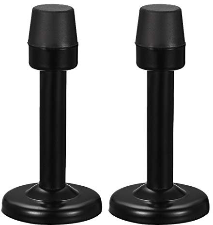 sourcing map Door Stopper Stop Bumper Wall Protector Sound Dampening Wall Mount W Rubber Tip Black 2pcs