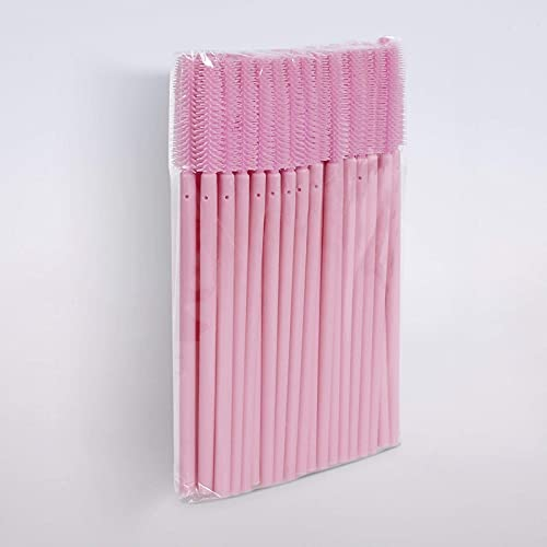 Wimpernverlängerung Wimpernbürste Wimpernbürstchen Mascara Bürste Silikon Pink, Stück:50
