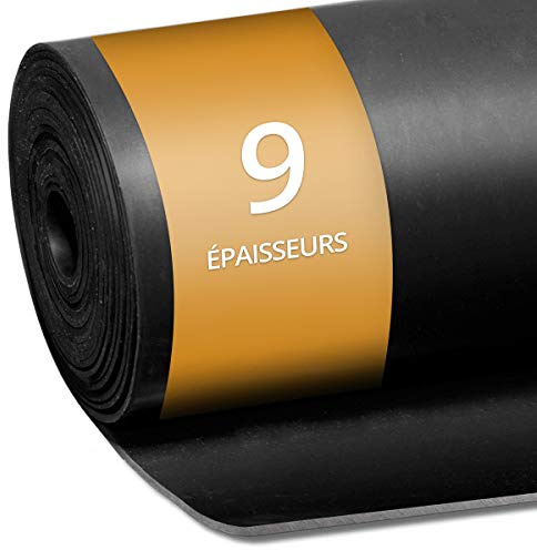 etm Plaques en Caoutchouc antidérapant SBR au mètre,Revêtement de Sol en rouleau,Tapis de Sol pour Garage Entrepôt,Protection Contre l’Usure pour Zones de Chargement - Noir 120x300cm, 10mm d'épaisseur