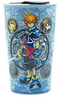 Silver Buffalo KH12173R Kingdom Hearts Circles Ceramic Travel Mug with Lid, 10-Ounce, Blue