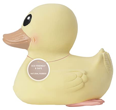 HEVEA Kawan Mini Gummiente – Badespielzeug für Babys aus 100 % Naturkautschuk – Perfekt zum Spielen, Zahnen und Baden – Badespielzeug ohne Schadstoffe – Butter Gelb