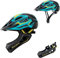Kinder Fahrradhelm Leicht Integralhelm Kinder mit Abnehmbaren Kinnschutz Abnehmbarer Visier Kinder Downhill Helm für Balance Bike Scooter Roller Skates Blau-Gelb/S