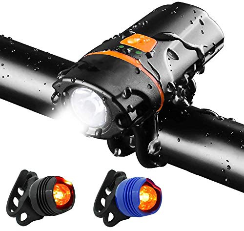 WASAGA Luz para Bicicleta, USB Recargable, 1200 lúmenes, Super Brillante, luz Delantera, Linterna, IP65 a Prueba de Agua, 6 Modos, Ciclo, luz, Linterna, antorcha