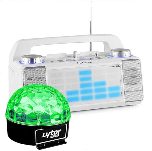 iDance Enceinte XD2 50W à LEDs Bleu AUX/FM/USB/Fader/Mixer/BT + Boule Sixmagic