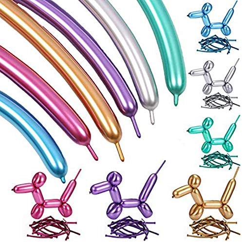 Modellierung Ballons, 100 Stück 260Q Metallic Magische Luftballons Magic Luftballons Metallic Magisches Luftballons Gemischte Farbe Lange Verdrehen Party Hochzeit Geburtstag DIY