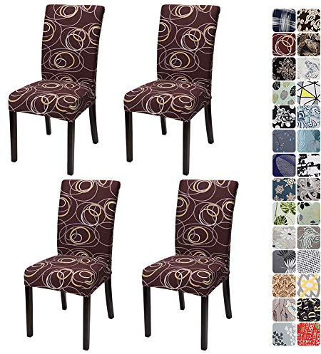 JOTOM Stuhlhussen Universal Stretch Stuhlbezug Elastische Moderne Stuhl Hussen Set Abnehmbare Weihnachten Dekoration Stuhlabdeckung für Esszimmer Party Hotel Restaurant Deko (Kreis, 4er Set)