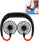 Annadue Sport Fan Neck Hanging Fan Siebenflügel Design Tragbarer tragbarer Lüfter für unterwegs(Black red)
