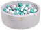 MEOWBABY Piscina de Bolas 90X30cm/200 Bolas ∅ 7Cm Piscina de Bolas Certificada para Niños Hecha en EU Gris Claro: Turquesa/Gris/Blanco