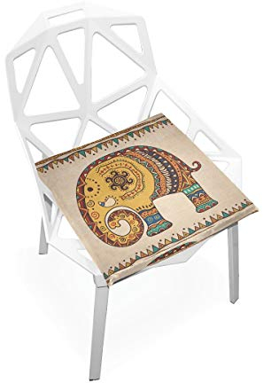 linomo Ethnisch Indisch Elefant Memory Foam Stuhlkissen Sitzkissen für Kinder, 40 x 40 cm
